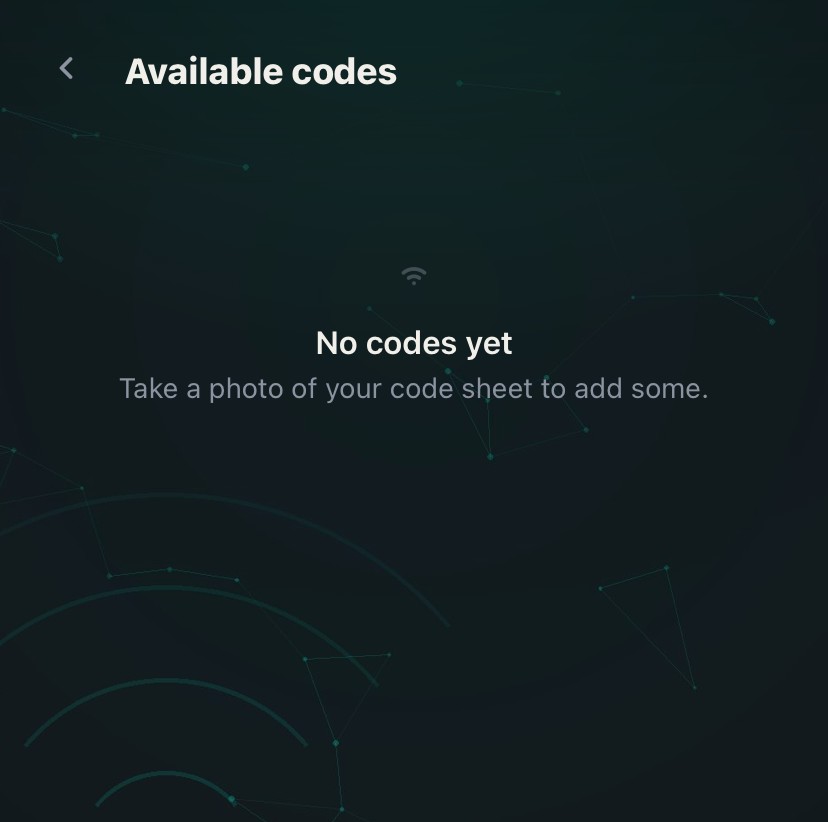 My WiFi available codes empty state